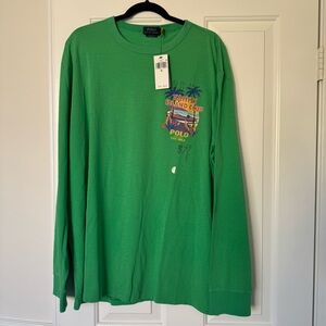Polo Ralph Lauren Men Tahiti Island Club Long Sleeve Shirt Green Size XL NWT